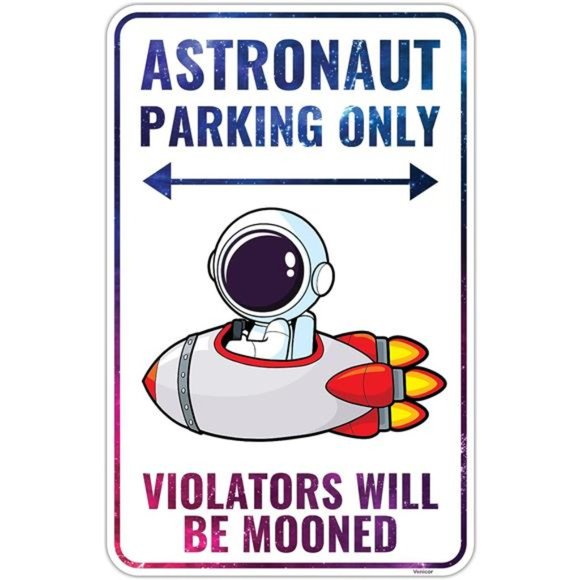 Astronaut Space Sign Decor - 9x14 Inches - Aluminum - Outer Space Gifts for Boys - Picture 1 of 3